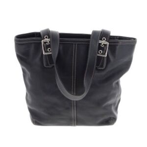 COACH | Leather Shoulder Bag Black Bucket Purse Silver Buckles
